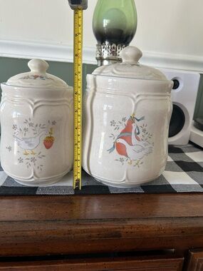 Set of Two Ceramic Goose Marmalade Canisters Medium and Large